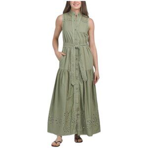 AVEC LES FILLES Sleeveless Embroidered Maxi Dress